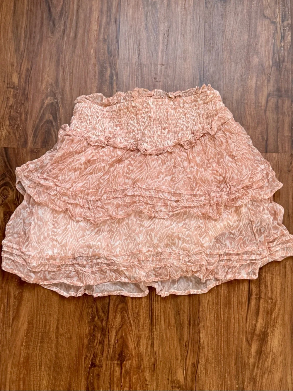 Cleobella Kenna Multi-Tier Ruffle Mini Skirt in Pink Zebra Print, Size Medium